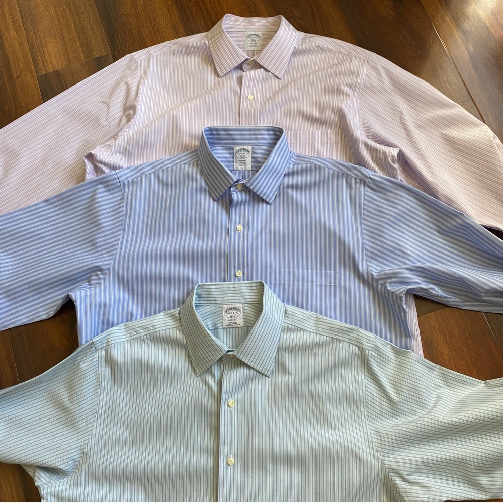 Brooks Brothers Regent Lightweight Dress Shirt Pastel Stripes Bundle of 3 - 16.5
